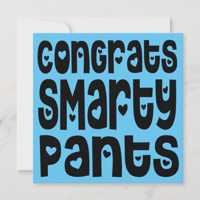 Congrats Smarty Pants Text Hearts Exam Blue (Front)