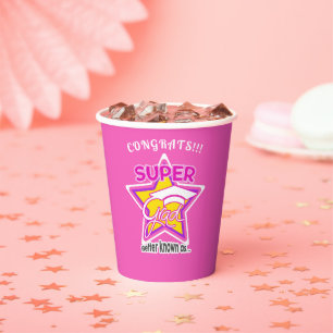 Congrats Super Grad Pink-Editable Photo Colour Tex Paper Cups