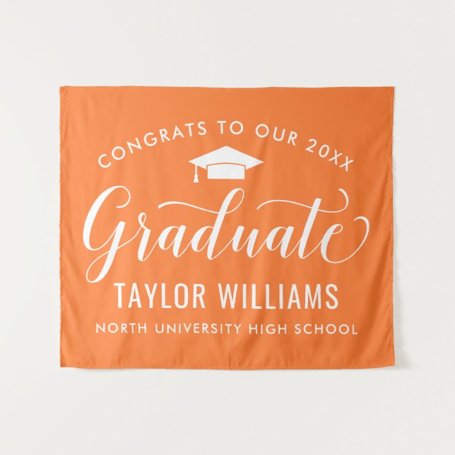 Congrats to Our 2023 Graduate Orange Graduation Tapestry (Front (Horizontal))