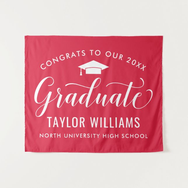 Congrats to Our 2023 Graduate Red Graduation Tapestry (Front (Horizontal))