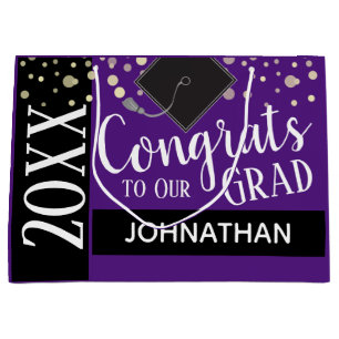 Congrats to Our Grad any Year Custom Name Large Gift Bag