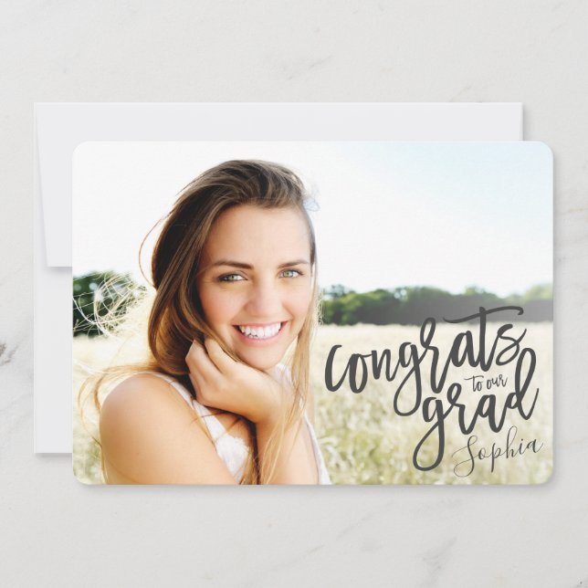 CONGRATS TO OUR GRAD SCRIPT GRADUATION ANNOUNCEMENT (Front)