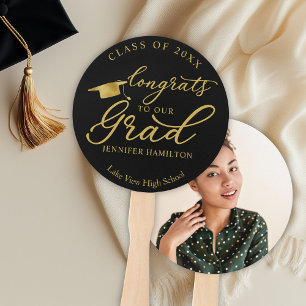 Congrats To Our Grad Simple 1 Photo Graduation Hand Fan