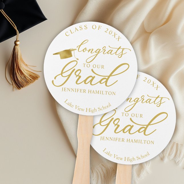 Congrats To Our Grad  Simple Elegant Graduation  Hand Fan (Creator Uploaded)