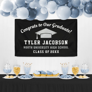 Congrats To Our Graduate Black and Silver Custom Banner