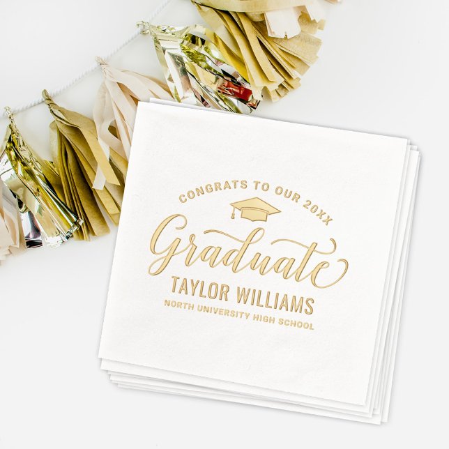 Congrats to Our Graduate Elegant Script Foil Napkins (Creator Uploaded)