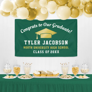 Congrats To Our Graduate Green and Gold Custom Banner