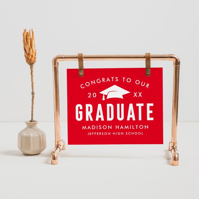 Congrats to our Graduate Red Graduation Party Sign (Creator Uploaded)
