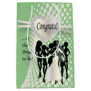 Congrats to the Bride to Be   Mint Green Medium Gift Bag