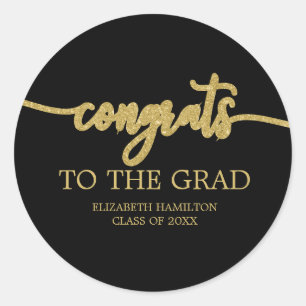 Congrats To The Grad Chic Calligraphy Graduation Classic Round Sticker