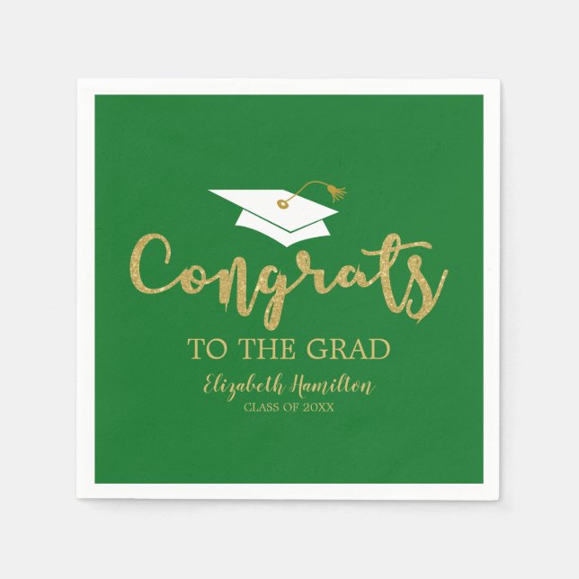 Congrats To The Grad Gold Glitter Graduation Napki Napkin (Front)