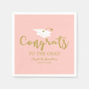 Congrats To The Grad Gold Glitter Graduation Napki Napkin