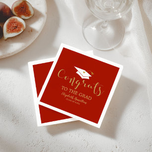 Congrats To The Grad Gold Glitter Graduation Napkin
