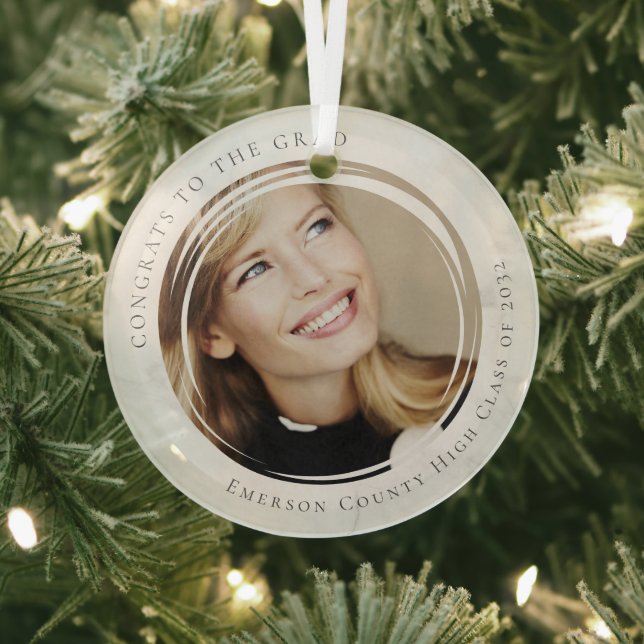 Congrats to the Grad Graduation Photo Glass Ornament (Insitu)