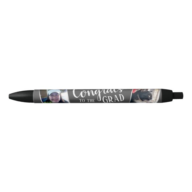 Congrats to the Grad Photo Custom Black Ink Pen (Front)