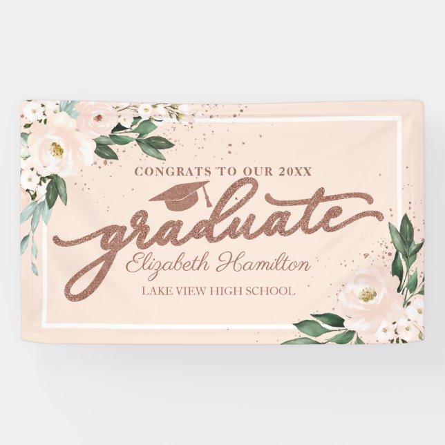 Congrats To The Graduate Blush Floral Grad Party B Banner (Horizontal)