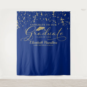 Congrats To The Graduate Gold And Blue Backdrop Tapestry