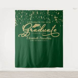 Congrats To The Graduate Gold And Green Backdrop Tapestry