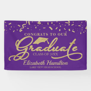 Congrats To The Graduate Gold And Purple Banner