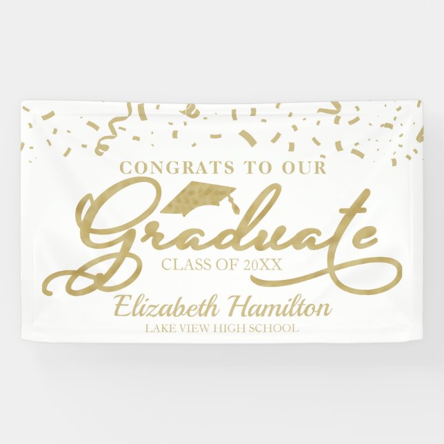 Congrats To The Graduate Gold And White  Banner (Horizontal)