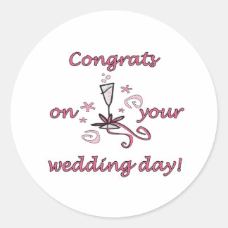 Congrats Wedding Day Classic Round Sticker