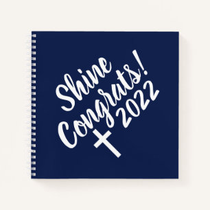 Congrats White Cross Time to Shine Graduation Blue Notebook