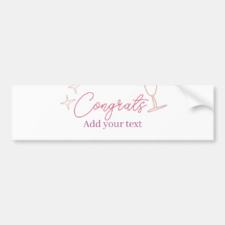 congrats wine glass stars pink pastel bold retro g bumper sticker