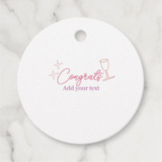 congrats wine glass stars pink pastel bold retro g favour tags