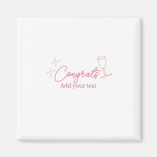 congrats wine glass stars pink pastel bold retro g magnet