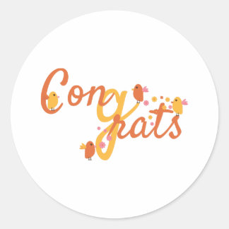Congrats With Birds and Flowers Classic Round Sticker