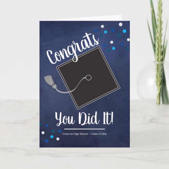 Congrats You Did It Grad Mortarboard and Confetti Card (Front)