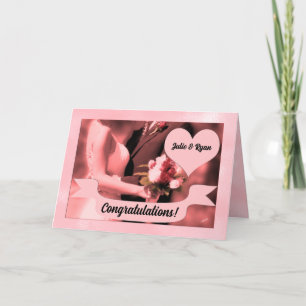 Congratulate Bride and Groom Pink Wedding Card