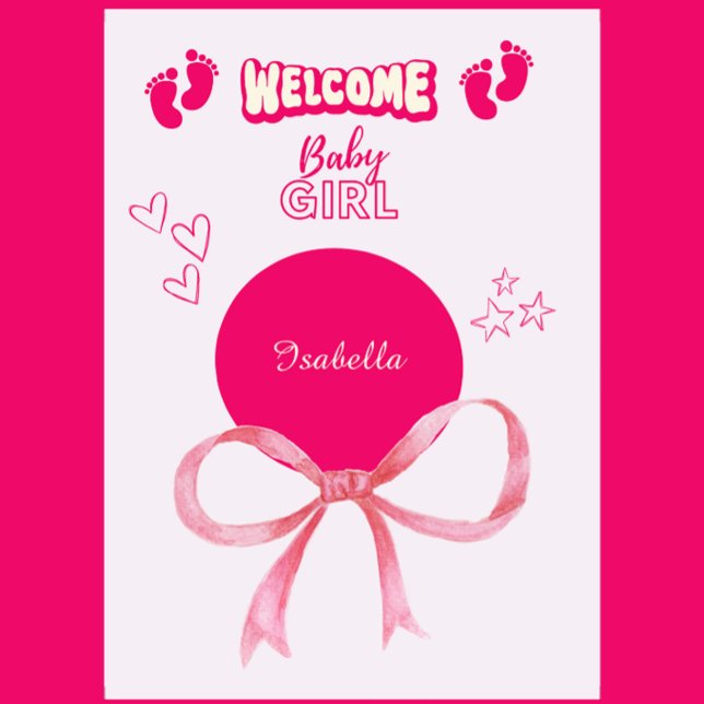 congratulation baby girl welcome typography card (customizable congratulation baby girl welcome typography card by Hobinishop)
