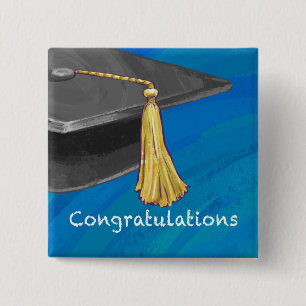 Congratulation Black and Blue 2 Inch Square Button