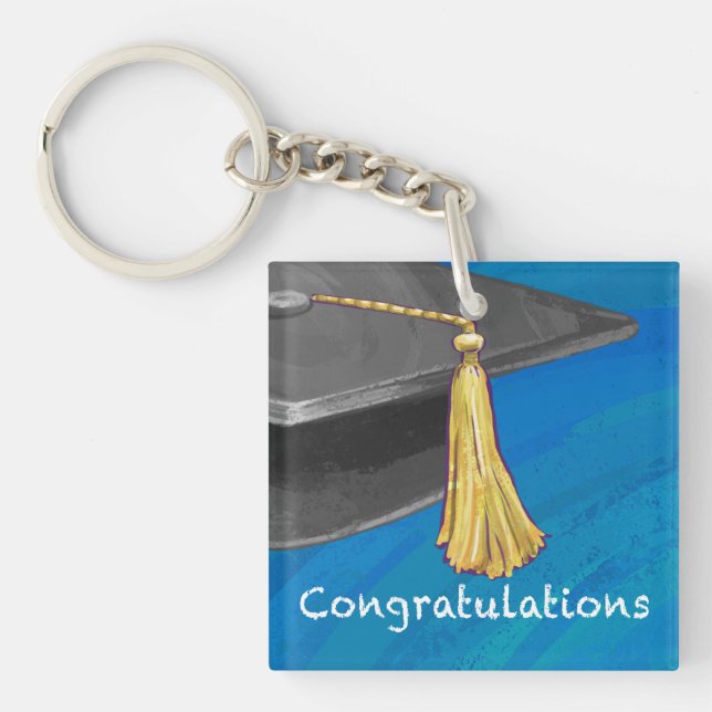 Congratulation Black and Blue Keychain (Front)