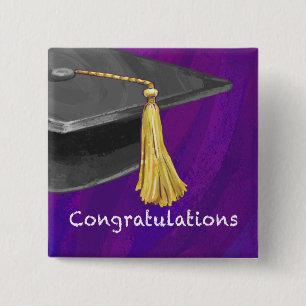 Congratulation Black and Purple 2 Inch Square Button