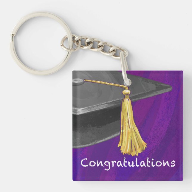 Congratulation Black and Purple Keychain (Front)