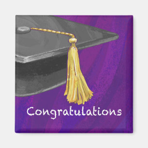 Congratulation Black and Purple Magnet