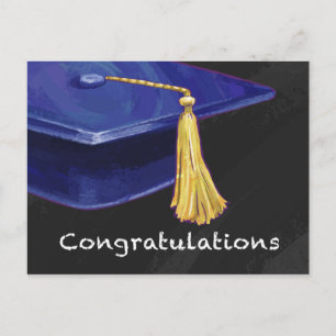 Congratulation Blue and Black Postcard