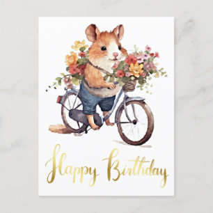 Congratulation Cute Hamster Flowers Personalized Postcard