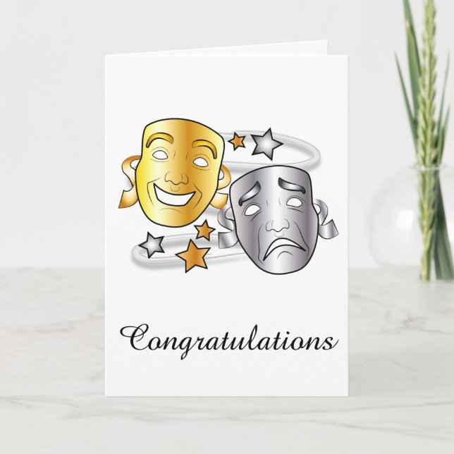 Congratulation Drama Performance Play with Masks Card (Front)