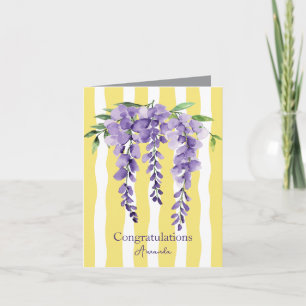 Congratulation elegant watercolor floral Yellow  Card