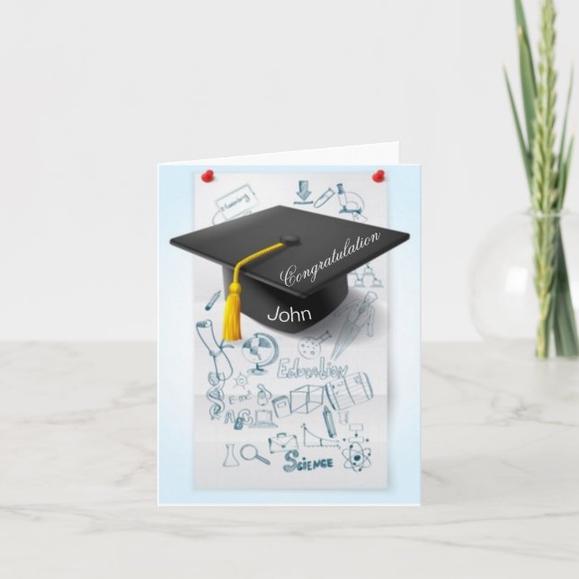 Congratulation finished school with personal name card (Front)
