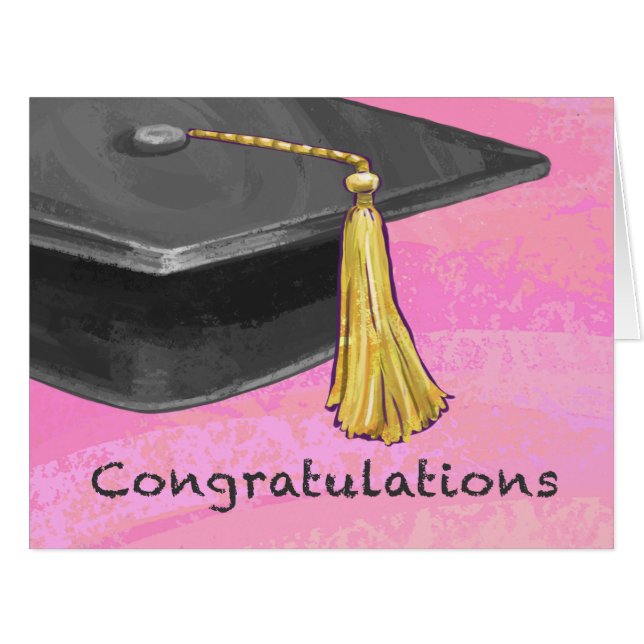 Congratulation Graduate Black and Pink (Front Horizontal)