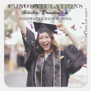 Congratulation Graduate Photo Announcement Square Sticker