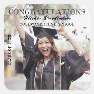 Congratulation Graduate Photo HIgh School College  Square Sticker