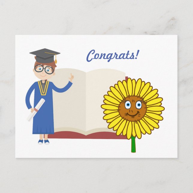 Congratulation Graduation Sun Flower Postcard (Front)