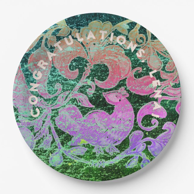 Congratulation Out of This World Folk Art Paper Plate (Front)