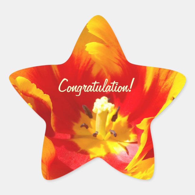 Congratulation! stickers Red Yellow Tulip Flowers (Front)