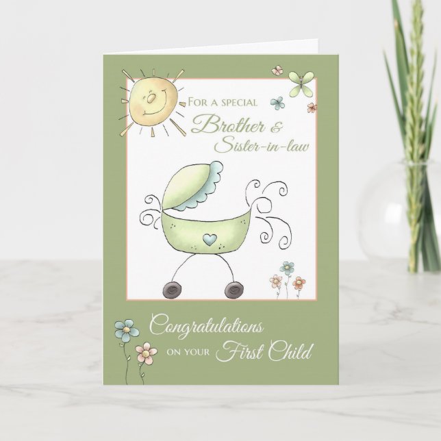 Congratulations 1st child - Brother & Wife Card (Front)